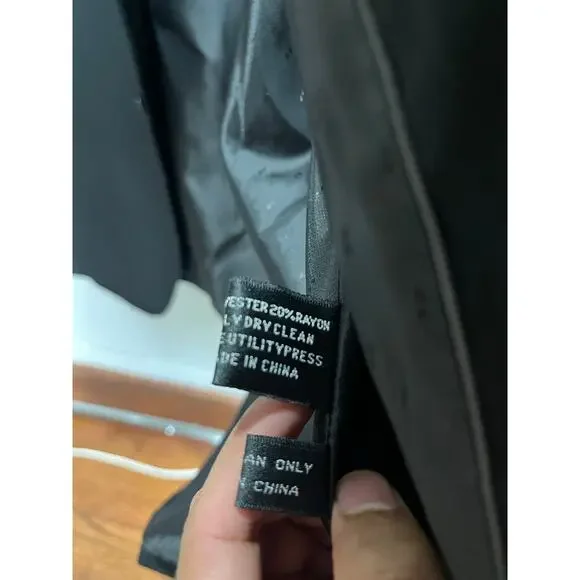 Mens Lineage Black Striped Suit Size 56L NEW